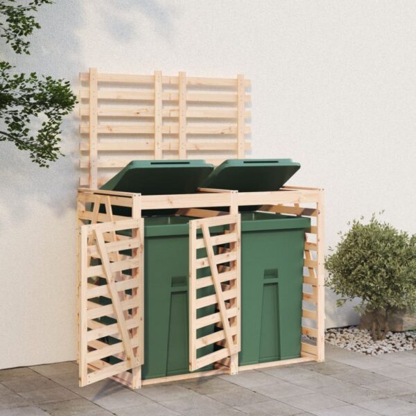 Double Wheelie Bin Storage Shed  Solid Pine Wood  Outdoor Garden Waste Bin Hideaway