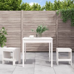 White Solid Pine Wood 3 Piece Garden Bistro Set - Sturdy  Comfortable  Minimalist Design  Ideal for Patio  Balcony  Backyard