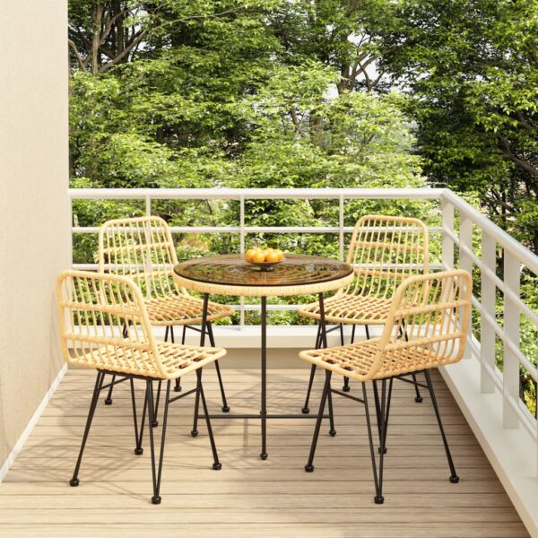 5 Piece Garden Dining Set Poly Rattan