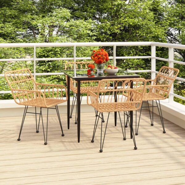 5 Piece Garden Dining Set Poly Rattan