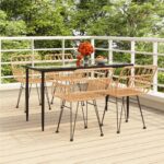 5 Piece Garden Dining Set Poly Rattan