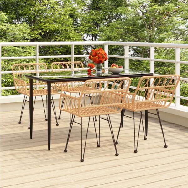 5 Piece Garden Dining Set Poly Rattan