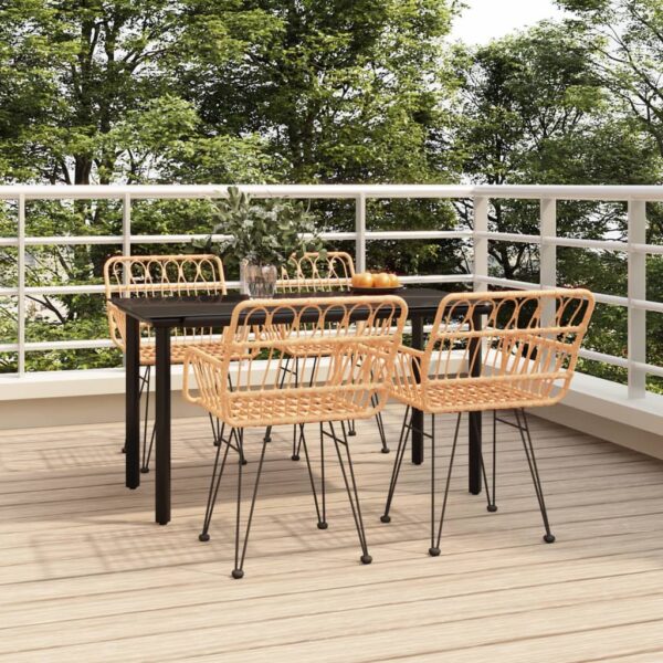 5 Piece Garden Dining Set Poly Rattan