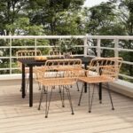 5 Piece Garden Dining Set Poly Rattan