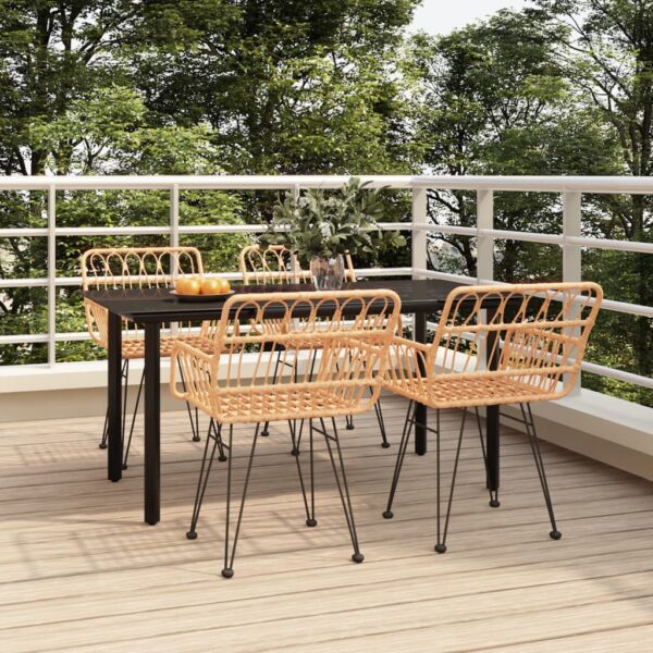 5 Piece Garden Dining Set Poly Rattan