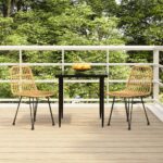 3 Piece Garden Dining Set Poly Rattan