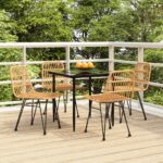 5 Piece Garden Dining Set Poly Rattan