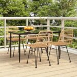 5 Piece Garden Dining Set Poly Rattan