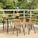 5 Piece Garden Dining Set Poly Rattan