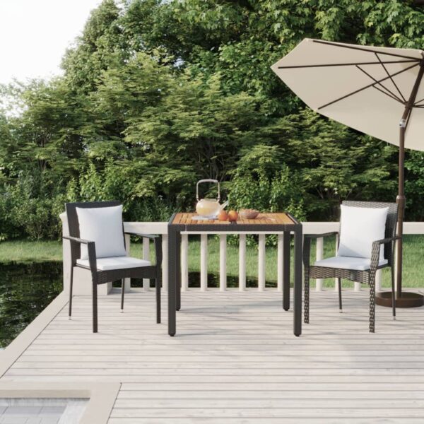 3 Piece Garden Dining Set with Cushions Black Poly Rattan