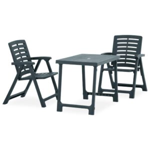 3 Piece Folding Bistro Set Plastic Green