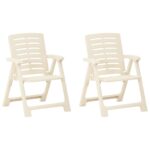 Set of 2 White Plastic Garden Chairs - Durable  Lightweight  Easy to Clean  Ideal for Patio or Terrace