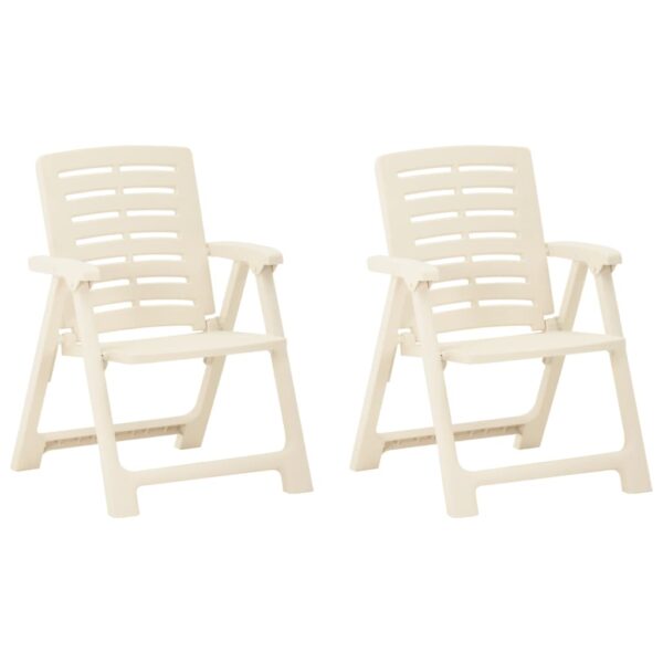 Set of 2 White Plastic Garden Chairs - Durable  Lightweight  Easy to Clean  Ideal for Patio or Terrace