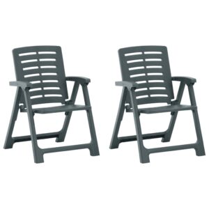 Set of 2 Green Plastic Garden Chairs - Lightweight  Durable  Easy Clean  Outdoor Patio Furniture