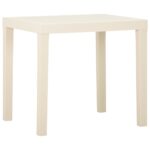 Outdoor Garden Dining Table in White  Durable Plastic  Weather-Resistant  Easy to Clean  Lightweight