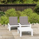 White Garden Lounge Set with Cushions - Plastic Outdoor Furniture - Easy Clean  Comfortable