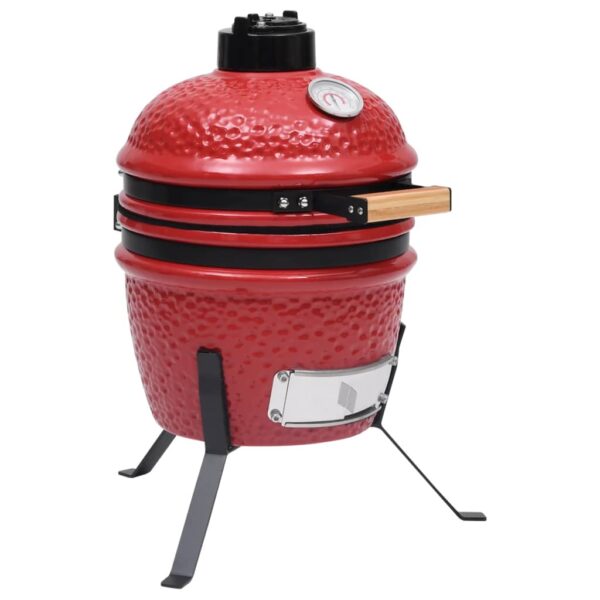 2-in-1 Kamado Barbecue Grill Smoker Ceramic 56 cm Red