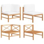 Teak Wood Garden Lounge Set with Cream Cushions - Weather Resistant  Fine Sanded  Comfortable