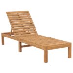 Teak Hard Wood Sun Lounger Patio Garden Furniture with Adjustable Backrest and Armrests