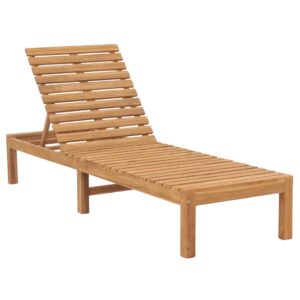 Teak Hard Wood Sun Lounger Patio Garden Furniture with Adjustable Backrest and Armrests