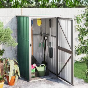 Green Garden Tool Shed Galvanised Steel Large Storage Space for Lawn Care Equipment