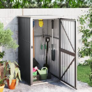 High-Quality Galvanised Steel Garden Tool Shed in Anthracite - Spacious and Sturdy