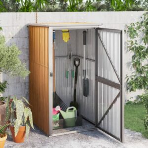 High-Quality Galvanised Steel Garden Tool Shed in Brown - Large  Sturdy  and Low Maintenance