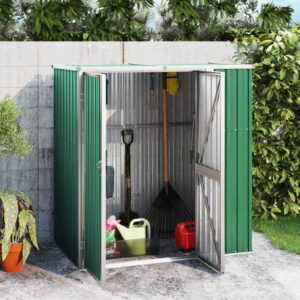 Green Garden Tool Shed Galvanised Steel Large Storage Space for Lawn Care Equipment