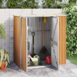 Large Brown Garden Tool Shed - Galvanised Steel - Ideal for Organising Garden Tools and Accessories