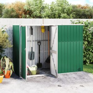 Green Garden Tool Shed Galvanised Steel Large Storage Space for Lawn Care Equipment