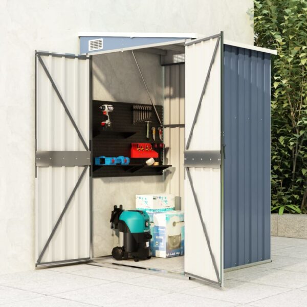 Wall-Mounted Garden Shed in Grey - Galvanised Steel - Ideal for Tools and Equipment Storage