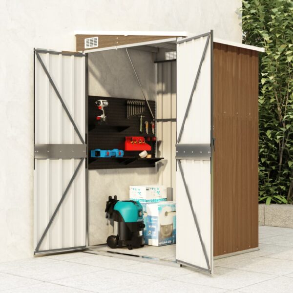 Wall-Mounted Garden Shed in Brown Galvanised Steel - Ideal for Tools  Furniture Storage