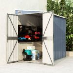 Wall-Mounted Garden Shed in Grey - Galvanised Steel - Ideal for Tools  Furniture  Equipment Storage