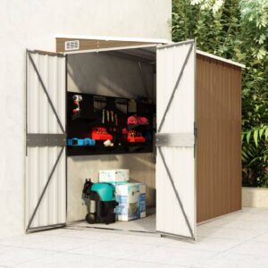 Wall-Mounted Garden Shed in Brown Galvanised Steel - Ideal for Tools and Equipment Storage