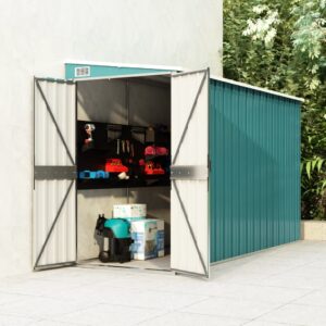 Green Wall-Mounted Garden Shed Galvanised Steel Large Storage Space Weather Resistant