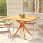 Solid Acacia Wood Garden Table - Cross Legged  Sturdy  Durable  Outdoor Furniture  Easy Assembly