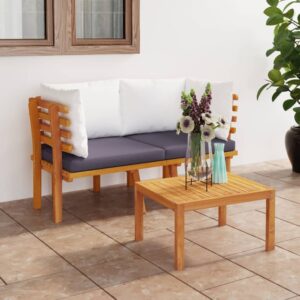 Two-Seater Garden Sofa with Cushions  Solid Acacia Wood  Weather-Resistant Outdoor Lounge