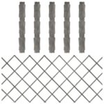 Expandable Grey Trellis Fences Set of 5  Solid Firwood  Ideal for Outdoor Garden Privacy