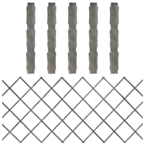 Expandable Grey Trellis Fences Set of 5  Solid Firwood  Ideal for Outdoor Garden Privacy