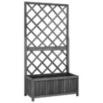 Solid Firwood Garden Trellis Planter in Black - Perfect for Climbing Plants and Flowers