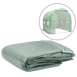 Greenhouse Replacement Cover in Green  PE Material  4m² Size  with Ventilation Windows and Door