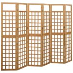 Solid Fir Wood 6-Panel Room Divider Trellis  Perfect Plant Support  Durable Outdoor Use  Foldable  Assembly Required