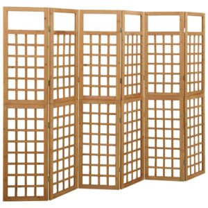 Solid Fir Wood 6-Panel Room Divider Trellis  Perfect Plant Support  Durable Outdoor Use  Foldable  Assembly Required