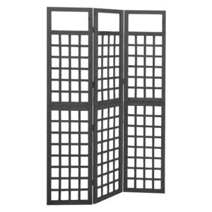 Solid Fir Wood Black Trellis Room Divider  Outdoor Plant Support  Foldable Privacy Screen