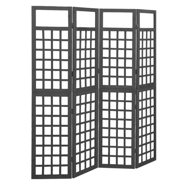 Solid Fir Wood Black Room Divider Trellis 4-Panel Outdoor Indoor Plant Support Privacy Screen