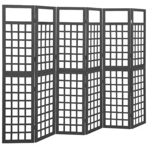 Solid Fir Wood Black Room Divider Trellis  Outdoor Plant Support  Foldable Privacy Screen