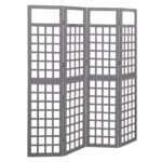 4-Panel Room Divider/Trellis Solid Fir Wood Grey 161x180 cm