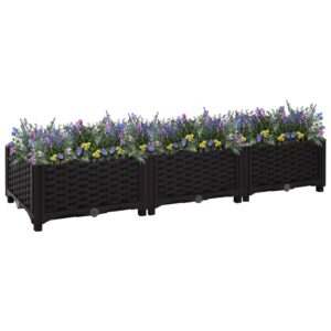 Large Black Raised Garden Bed Polypropylene Durable Outdoor Planter for Flowers and Plants