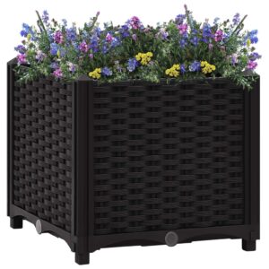 Black Raised Garden Bed Polypropylene Durable Outdoor Planter for Flowers Herbs