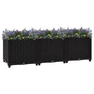 Black Raised Garden Bed Polypropylene Large Outdoor Planter for Flowers Herbs